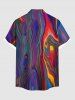 Plus Size Abstract Painting Colorful Beach Print Buttons Pocket Hawaii Shirt For Men -  