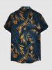 Plus Size Tropical Leaf Flowers Print Buttons Pocket Hawaii Shirt For Men -  