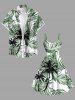 Robe Débardeur Hawaïen Feuille Arbre Noix de Coco Imprimé de Grande Taille - Vert XXS