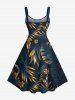 Robe Débardeur de Grande Taille à Imprimé Floral et de Feuilles Tropicales - Bleu de Minuit 2X