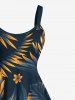 Robe Débardeur de Grande Taille à Imprimé Floral et de Feuilles Tropicales - Bleu de Minuit 2X