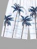 Plus Size Coconut Tree Tie Dye Cloud Print Hawaii Beach Shorts For Men -  