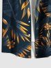 Plus Size Tropical Leaf Flowers Print Buttons Pocket Hawaii Shirt For Men -  