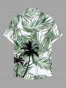 Plus Size Coconut Tree Tropical Leaf Print Buttons Pocket Hawaii Shirt For Men -  