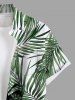 Plus Size Coconut Tree Tropical Leaf Print Buttons Pocket Hawaii Shirt For Men -  