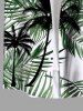 Plus Size Coconut Tree Tropical Leaf Print Buttons Pocket Hawaii Shirt For Men -  