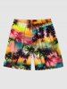 Short de Plage Hawaïen Cocotier Imprimé de Grande Taille pour Homme - Multi-A 4XL