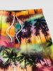 Short de Plage Hawaïen Cocotier Imprimé de Grande Taille pour Homme - Multi-A 4XL