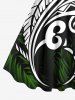 Robe à Bretelles Imprimée de Feuilles Tropicales - Noir 5X