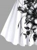 Plus Size Two Tone Hibiscus Flower Leaf Print Hawaii Tank Dress -  