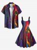 Plus Size Abstract Painting Colorful Beach Print Hawaii Tank Dress -  