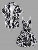 Plus Size Floral Tropical Leaves Two Tone Print Hawaii A Line Tank Dress -  