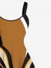 Plus Size Curve Striped Print Hawaii A Line Tank Dress -  