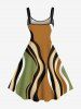 Plus Size Curve Striped Print Hawaii A Line Tank Dress -  