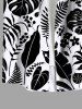 Plus Size Floral Tropical Leaves Two Tone Print Hawaii Button Pocket Shirt For Men -  