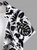 Plus Size Floral Tropical Leaves Two Tone Print Hawaii Button Pocket Shirt For Men -  