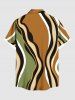 Chemise hawaïenne à rayures et poches boutonnées grande taille pour homme - café 6XL