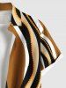Chemise hawaïenne à rayures et poches boutonnées grande taille pour homme - café 6XL