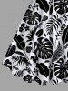 Robe Pin Up Feuille Tropicale Imprimée Ligne A de Grande Taille - Noir 6X