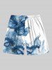 Plus Size Ombre Smoke Print Hawaii Drawstring Beach Shorts For Men -  