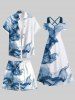 Plus Size Ombre Smoke Print Hawaii Drawstring Beach Shorts For Men -  