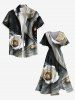 Plus Size Rose Flower Curve Galaxy Print Hawaii Split Pocket A Line Midi Dress -  