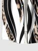 Plus Size Leopard Curve Colorblock Print Hawaii Button Pocket Shirt For Men -  