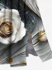 Plus Size Rose Flower Curve Galaxy Print Hawaii Split Pocket A Line Midi Dress -  