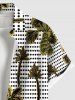 Plus Size Coconut Tree Birds Pin Dot Print Hawaii Button Pocket Shirt For Men -  