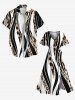Plus Size Leopard Curve Colorblock Print Hawaii Split Pocket A Line Midi Dress -  