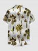Plus Size Coconut Tree Birds Pin Dot Print Hawaii Button Pocket Shirt For Men -  