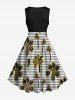 Plus Size Coconut Tree Birds Pin Dot Print Hawaii Vintage Swing A Line Dress -  
