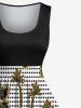 Plus Size Coconut Tree Birds Pin Dot Print Hawaii Vintage Swing A Line Dress -  