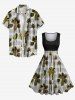 Plus Size Coconut Tree Birds Pin Dot Print Hawaii Vintage Swing A Line Dress -  