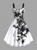 Two Tone Hibiscus Flower Leaf Print Plus Size Matching Hawaii Beach Outfit For Couples -  