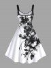 Two Tone Hibiscus Flower Leaf Print Plus Size Matching Hawaii Beach Outfit For Couples -  