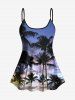 Coconut Tree Ombre Sky Print Shirt Swimsuit Plus Size Matching Hawaii Beach Outfit For Couples -  
