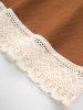 Ombre Flower Print Lace Up Handkerchief Top and Ethnic Crochet Hollow Out Trim Patchwork Skirt Plus Size Outfit -  