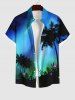 Tenue de Plage Grande Taille Imprimé Arbre Noix de Coco et Orange pour Couples - Noir 