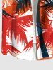 Plus Size Coconut Tree Print Buttons Pocket Hawaii Shirt For Men -  