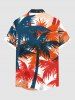 Plus Size Coconut Tree Print Buttons Pocket Hawaii Shirt For Men -  