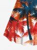 Plus Size Coconut Tree Print Hawaii Cinched Dress -  