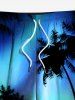 Plus Size Coconut Tree Ombre Aurora Galaxy Print Hawaii Drawstring Beach Shorts For Men -  
