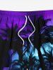 Plus Size Coconut Tree Ombre Sky Print Hawaii Drawstring Beach Shorts For Men -  
