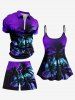 Plus Size Coconut Tree Ombre Sky Print Hawaii Drawstring Beach Shorts For Men -  