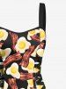Bacon Fried Egg Print Lace Up Hawaii Tank Dress -  