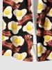 Plus Size Bacon Fried Egg Print Buttons Pocket Hawaii Shirt For Men -  