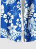 Plus Size Tropical Flowers Leaf Print Buttons Pocket Hawaii Shirt For Men -  