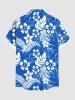 Plus Size Tropical Flowers Leaf Print Buttons Pocket Hawaii Shirt For Men -  