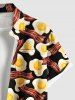 Plus Size Bacon Fried Egg Print Buttons Pocket Hawaii Shirt For Men -  